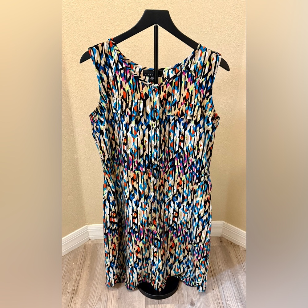 Women's Attention Multicolored Sleeveless Polyester Round Neck Dress